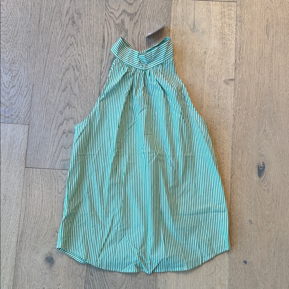 J.Crew Green & White Striped Tie-Back Top – Size 0 – NWT